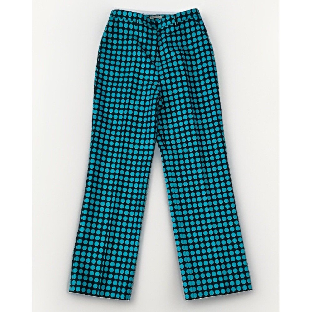 Bottega Veneta Sz 42 US 6 Blue Teal Polka Dot Wide Leg Pants Fall 2015 Runway